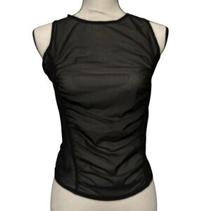 Fitted Black Tank Top with Ruched Sides